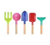 PERSELOSO Ensemble de Jardinage 5 Pièces Petite Pelle de Jardin à Main et Truelle en Fer et Manche en Bois, Outil Multifonction Fiable pour Potagers et Pelouses
