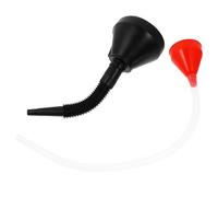 PERSELOSO Entonnoir à Carburant Longue Ouverture Portable en Plastique 2 Pièces Rouge et Noir Fonctionnement Mains pour Huile Moteur et Kérosène, Utilisation Voiture et Maison