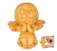 PERSELOSO Figurine Ange Bois Sculptée Statuette Ange en Bois Décoration De Statue Religieuse Miniature pour Maison Bureau Ou Café 2.36 X 1.77 X 1.57 in Idée Cadeau