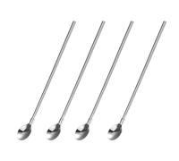 PERSELOSO Lot de 5 Set de Set de Pailles Cuillère en Acier Inoxydable 8,2 Pouces Brosse de Nettoyage 6cm, Faciles à Nettoyer, pour Café, Lait et Pique-niques en Plein Air