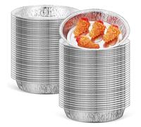 PERSELOSO Moules Ronds en Aluminium Jetables 100 Pièces en Papier Aluminium Argenté Plateau Cuisson Pratique pour Friteuse à Air pour Fêtes et Restauration
