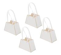 PERSELOSO Paquet à Bouquet en Papier Blanc et Non Déformables 4pcs avec Double Poignées, Faciles à Transporter pour Fleurs et Plantes ou Mariages
