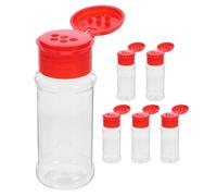 PERSELOSO Pots à Condiments pour Conservation et Distribution des Épices Ensemble de 6 en Plastique Rouge, Petite Taille Cuisine et Table