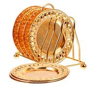 PERSELOSO Set de 7 Assiettes Plates en Fer avec Étagère de Rangement, Plateau Repas Élégant et Solide pour Bonbons et Aliments, pour Hôtels et Restaurants
