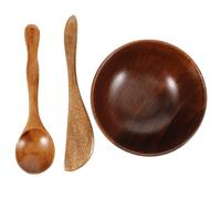 PERSELOSO Spatule et Bol Mélangeur pour Masque Facial en Bois Marron 1 Set Accessoire pour Masque Visage Usage Personnel et Professionnel Réutilisable