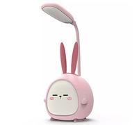 Persepolis Lampe de bureau LED portable avec veilleuse mignon lapin pliable charge USB lampe de lecture pour chambre enfants chevet étude (lapin rose)