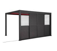 Persienne coulissante pour pergola bioclimatique ""Evora"" 3,4 x 2,3m Graphite - Hespéride