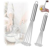Persiiious 2 Pièces Fouet Cuisine, 31cm Fouet En Acier Inoxydable, Inoxydable Whisk Patisserie, Mélangeur à Main, Pour La Cuisine, Le Mélange Cuisson, Faire Mousser Fouetter La Crème Et Mélanger