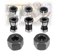 Persiiious 8 Pièces Pinces de Serrage Pour Défonceuse, Mandrin de Fraise à Bois, Avec 6 Pinces(6 mm×2, 6.35 mm×2, 8 mm×2) + 2 Écrous Pour Usinage Boi Avec Fraiseuse, Coupe De Bois