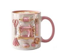 Personalized Sewing Pink Mug - Gift For Grandma Mom, Customized Name Sewing Coffee Mug, Personalised Cups and Mugs with Text, Meaningful Gift for Mom, Grandma, Wife, Tailor, Birthday