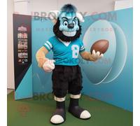 Personnage De Costume De Mascotte Redbrokoly Cyan Guinness Habillé D'un Maillot De Rugby Et De Ceintures De Smoking Multicolore