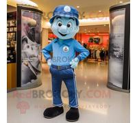 Personnage De Costume De Mascotte Redbrokoly Guinness Bleu Ciel Habillé D'un Jean Et D'une Casquette Multicolore