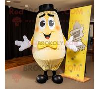 Personnage De Costume De Mascotte Redbrokoly Guinness Jaune Citron Habillé D'un T-Shirt Graphique Et De Noeuds Papillon Multicolore