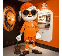 Personnage De Costume De Mascotte Redbrokoly Guinness Orange Habillé D'un T-Shirt Henley Et De Broches Multicolore