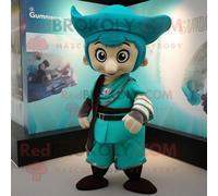 Personnage De Costume De Mascotte Redbrokoly Guinness Turquoise Vêtu D'un Maillot De Bain Une Pièce Et De Ceintures Multicolore