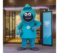 Personnage De Costume De Mascotte Redbrokoly Guinness Turquoise Vêtu D'un Maillot De Bain Une Pièce Et De Ceintures Multicolore