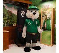 Personnage De Costume De Mascotte Redbrokoly Guinness Vert Forêt Habillé D'un T-Shirt Polo Et De Bérets Multicolore