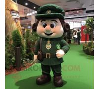 Personnage De Costume De Mascotte Redbrokoly Guinness Vert Forêt Habillé D'un T-Shirt Polo Et De Bérets Multicolore