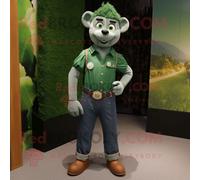 Personnage De Costume De Mascotte Redbrokoly Guinness Vert Forêt Habillé D'une Chemise En Chambray Et De Bracelets Multicolore
