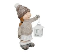 Personnage Déco Fille & Lanterne 25cm Multicolore