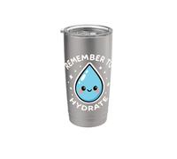 Personnage mignon en forme de goutte d'eau « Remember To Hydrate » Gobelet isotherme en acier inoxydable double paroi