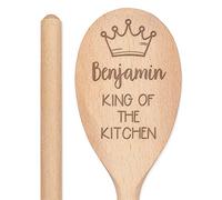 Personnalisé Gravé Cuillère en Bois King Of The Cuisine Tout Nom Texte