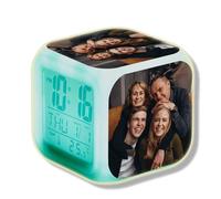 Personnalisé LED Changement D'alarme Numérique, Photo Personnalisée Réveils Numériques Réveil Cube Lumineux LCD Horloge avec Lumière pour Enfants Femmes Chambre Décor À La Maison Cadeaux