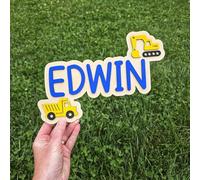 Personnalised Construction Name Sign - Custom Kids Door Sign for Boys, Construction Theme Bedroom & Nursery Wall Name Decor, Personnalised Kids Room Name Plaque