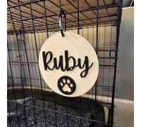 Personnalised Wooden Dog Crate Sign - Plaque de suspension personnalisée pour animal domestique - Rustic Animal Name Sign - Dog Crate Decor - Custom Pet Gift