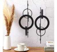 Peryiter Lot de 2 petites sculptures murales abstraites en métal de 40 cm - Décoration murale minimaliste à ligne unique - Sculptures verticales géométriques modernes à suspendre pour salon, salle de
