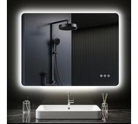 PESENXAN Miroir de salle de bain avec éclairage - 80 x 60 cm - LED - Avec fonction anti-buée - 3 couleurs de lumière - Intensité variable - Rectangulaire - horizontal/vertical
