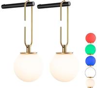 Peskoe Applique murale intérieure 2 pièces, lampe murale sans fil à intensité variable sans alimentation avec télécommande et piles 3 températures de couleur pour salon chambre escalier (BLACK)