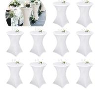 Pesonlook Lot de 10 housses extensibles pour table de bistrot - Diamètre 70-75 cm - Élégantes - Renfort au niveau des pieds - Housse extensible pour tables haute et tables de bistro (70 × 110 cm