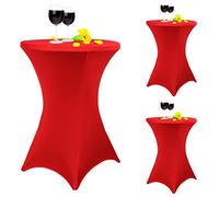 Pesonlook Lot de 3 housses extensibles pour table de bistrot - Diamètre 80-85 cm - Élégantes - Renfort au niveau des pieds - Lavable en machine à 40 °C - Housse extensible pour tables hautes et tables