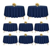 Pesonlook Lot de 8 nappes Rondes en Polyester Bleu Marine de 228 cm