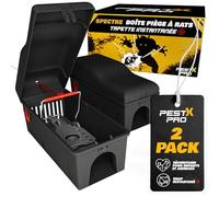 Pest X Pro Spectre Boîte à Piège à Rats Professionnelle - Lot de 2, Sécurisée pour Enfants & Animaux, Station Robuste pour Rongeurs, Réutilisable & Facile à Installer, Usage Intérieur & Extérieur