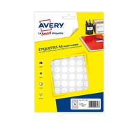 Lot de 5 Etui de 1536 pastilles adhésives, diamètre 15 mm, coloris blanc (16 feuilles / cdt)