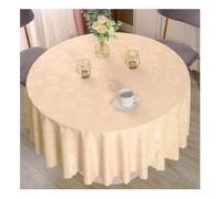 PETBNA Nappe Ronde Anti-Taches en PVC Beige Diamètre 160cm Convient aux Tables Rondes de diamètre 90-110cm