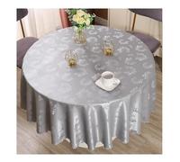 PETBNA Nappe Ronde Anti-Taches en PVC Gris Diamètre 240cm Convient aux Tables Rondes de diamètre 170-180cm