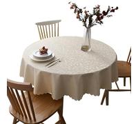 PETBNA Nappe Ronde Anti-Taches en PVC Imperméable à l'eau Facile à Nettoyer Beige Diamètre 240cm Convient aux Tables Rondes de diamètre 170-180cm