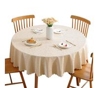 PETBNA Nappe Ronde Anti-Taches en PVC pour protéger la Table à Manger Facile à Nettoyer Beige Diamètre 160cm