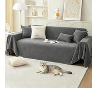 PETCUTE Housse de Canapé,Protection Sofa Polyvalent,Jeté de Canapé XXL Lavable,Protection Anti-Poils d’Animaux,Housse Universelle Four Seasons,Décoration Intérieure,pour Le Salon,Gris foncé,180*340cm