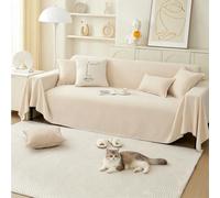 PETCUTE Housse de Canapé,Protection Sofa Polyvalent,Jeté de Canapé XXL Lavable,Protection Anti-Poils d’Animaux,Housse Universelle Four Seasons,Décoration Intérieure,pour Le Salon,Beige,180 * 280cm