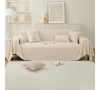 PETCUTE Housse de Canapé,Protection Sofa Polyvalent,Jeté de Canapé XXL Lavable,Protection Anti-Poils d’Animaux,Housse Universelle Four Seasons,Décoration Intérieure,pour Le Salon,Beige,180 * 420cm