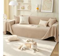 PETCUTE Housse de Canapé,Protection Sofa Polyvalent,Jeté de Canapé XXL Lavable,Protection Anti-Poils d’Animaux,Housse Universelle Four Seasons,Décoration Intérieure,pour Le Salon,Thé au lait,180*420cm