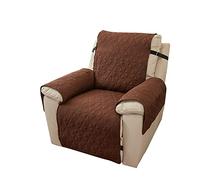 PETCUTE Housse de Canapé Réversible Imperméable,Housse Fauteuil Relax 1 Place avec Sangles élastiques,Housse de Fauteuil Inclinable Universel,Lavable,pour Animaux Domestiques,Café