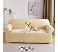 PETCUTE Housses de canapé Extensible Housse Canapé Velours 3 Places épais Couvre canapé couvertures Protecteur de Canape Crème