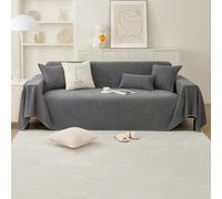 PETCUTE Multifonction Jeté de Canapé Grande Taille,Housse de Canapé 2 Places,Réversible Couvre Canapé Jete de Canape Polyvalente,Grande Couverture pour lit Double,Gris foncé,180 * 180cm
