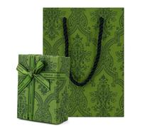 PETERMALLON 1 pièce petite boîte cadeau et sacs-cadeaux, kit avec couvercle, sacs cadeaux en papier vert intense, pour anniversaires, mariages