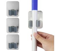 PETERMALLON 4 Porte Balai, Auto Adhésif Accroche Balai Mural sans Perçage,sans perçage,Système de Rangement pour Cuisine,serpillère,Salle de Bain,Jardin,Pelle,Outils